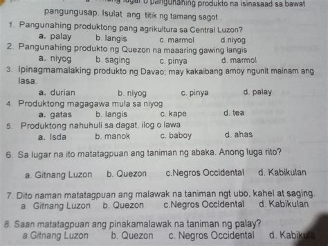 pangunahing produktong pang-agrikultura sa central luzon